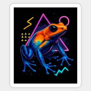 Retro Neon Red-Footed Dart Frog Magnet